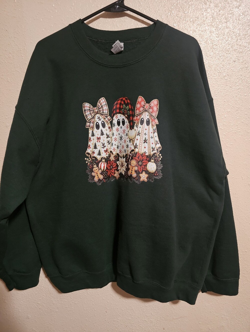 Green Christmas Ghost Sweatshirt Size Xl
